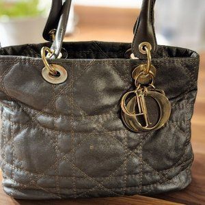 Vintage Metallic Grey Lady Dior Cannage Coated